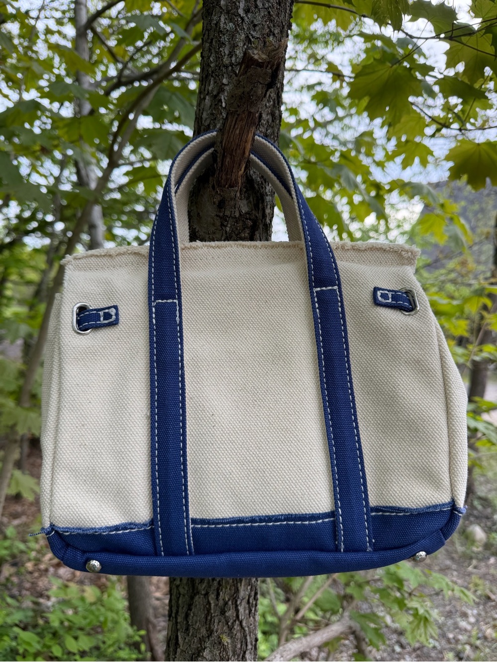 Mini Boatkin viral canvas bag cream and navy - Picture 4 of 6